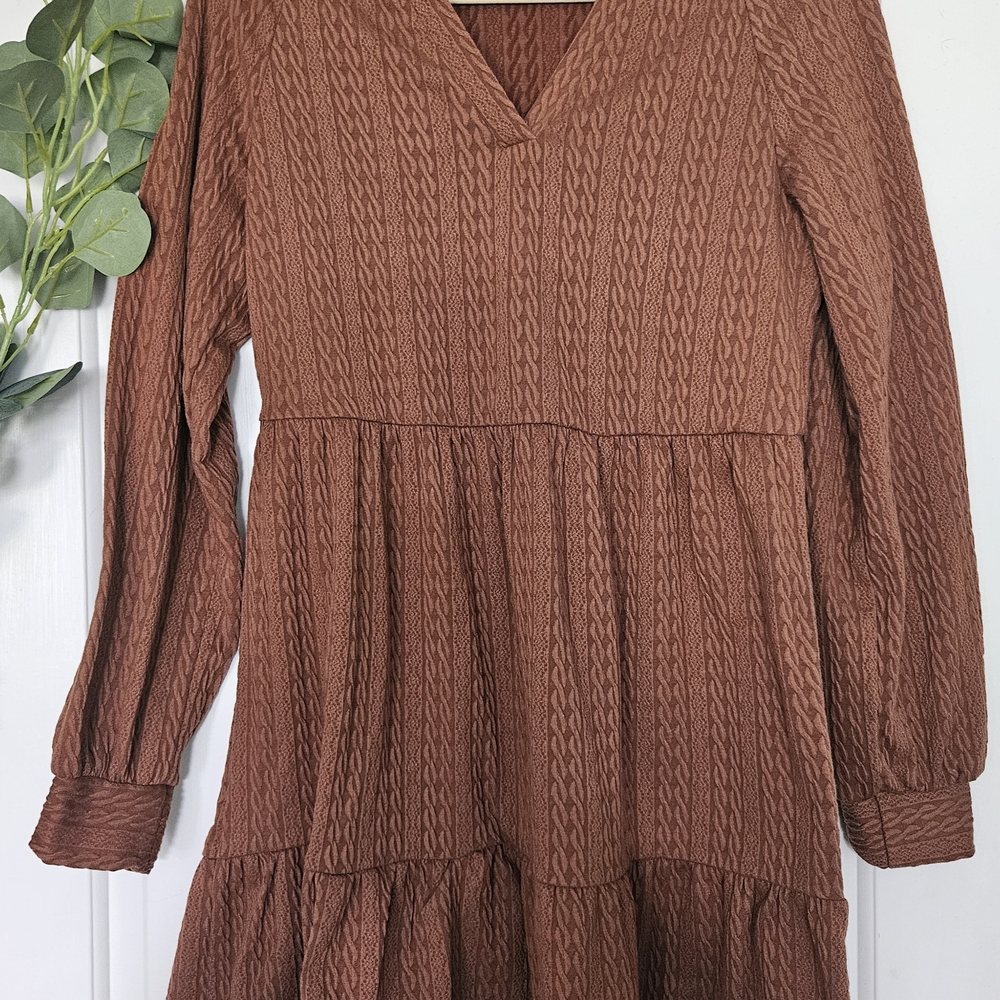 Brown Cable Knit Dress